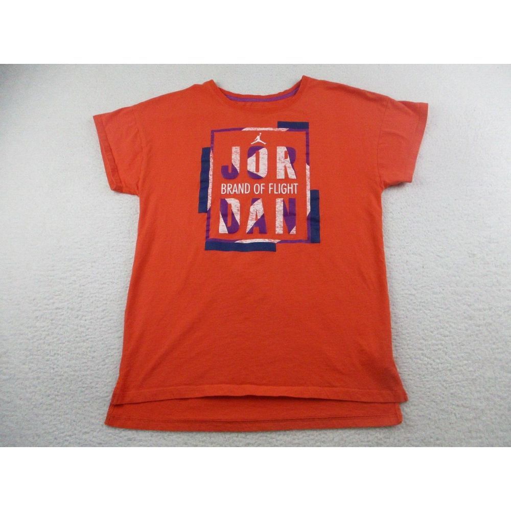 Air Jordan T-Shirt Youth Boys Size Large Orange Short Sleeve‎ Brand of Flight